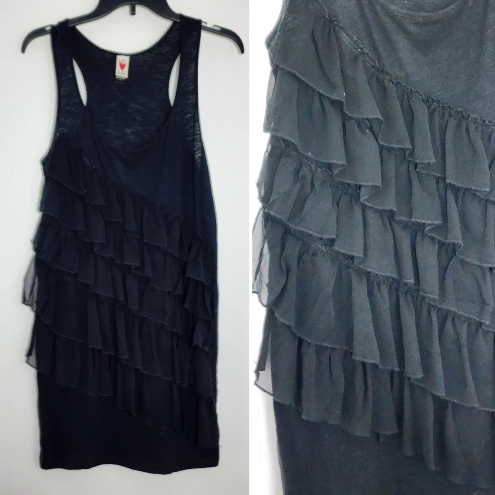 Black halter dress with ruffles